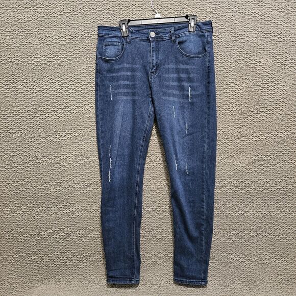 MANFINITY Men's Blue Denim Medium Wash Slim Fit Jeans Size 34|32 - Picture 1 of 8